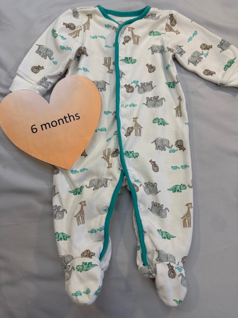 Little Planet - organic Footed One-Piece Sleeper w/ safari design - 6 Months